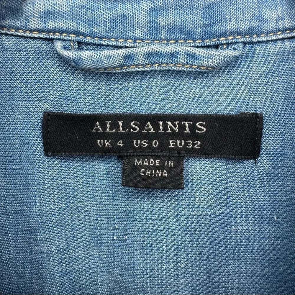 ALLSAINTS Chambray Calla Bay Linen Blend Shirt Dress Size 0 - Picture 9 of 11